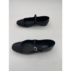 J. Crew Mary Jane Ballet Flats Sz 8 Black Patent Leather Academia Pearl Buckle thumbnail 4