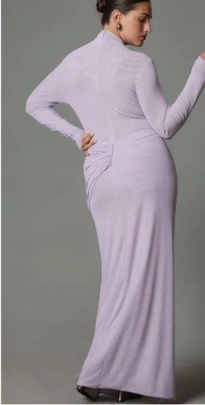 Anthropologie Ruched Mesh Dress New With Tags 2X Purple thumbnail 2