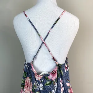 Hiatus Dress Womens XL Blue Pink‎ Floral Midi Strappy Open Back Casual Summer thumbnail 7