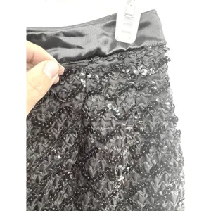 Vintage Women's Black Sequin‎ Textured High Waist Shorts Glam Party Festival 12 thumbnail 6