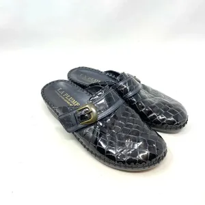 La Plume Judy Black Patent Leather‎ Crocodile Clog Mules Size 36 / US 6 thumbnail 3
