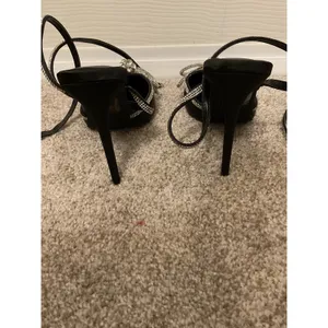 NWOT Lulus Lullie Black Rhinestone Bow Ankle Wrap Stiletto Heels Pumps Glam, 8 thumbnail 8