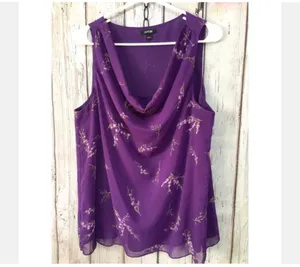 Apt 9 Sz L Gorgeous Sleeveless Purple Floral Blouse Top Flowy & Flattering thumbnail 7