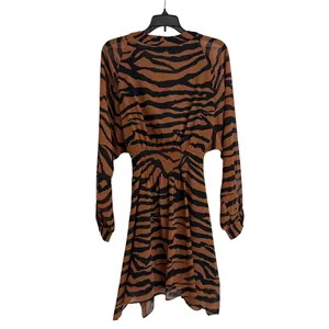 All Saints Nichola Zephyr Tiger Brown Black Long Sleeve Dress Size Women's Small thumbnail 2