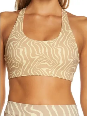 Outdoor Voices pampas Swirl Print Sports Bra - Size S/M D Cup Logo Elastic thumbnail 1
