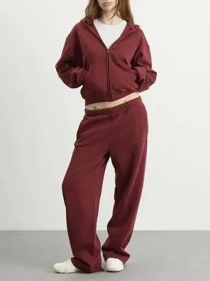 SKIMS (Gar) cotton fleece classic zip up hoodie skims Merlot NWT SIZE S thumbnail 4