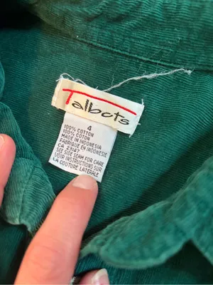 Talbots Deep Green Corduroy Button-Front Dress size 4 thumbnail 3