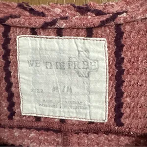Free People We The Free Womens Pink Auntie Em Striped Thermal Top Size Medium thumbnail 2