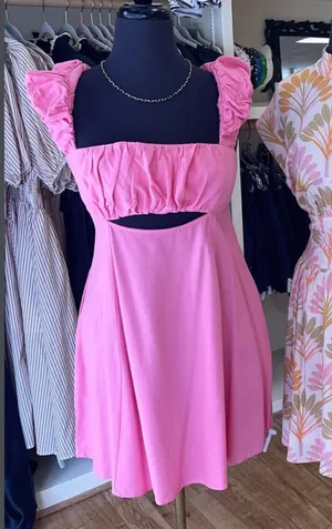 Boutique cut out pink mini dress Size L thumbnail 2
