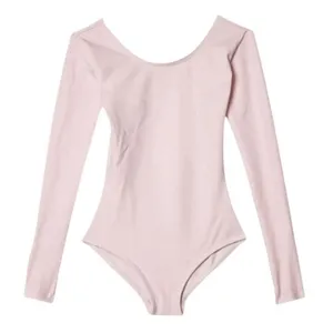 Danskin Adult Medium Leotard Theatrical Pink Long Sleeve Scoop Neck Dance thumbnail 2