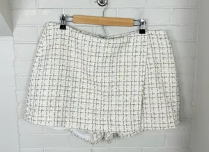 NWT Dolce Cabo White Tweed Knit Mini Skort Size XL thumbnail 4