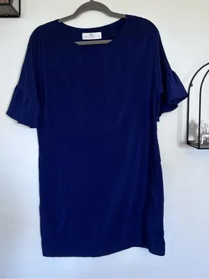 Amanda Uprichard 100% Silk Blue Short Flutter Sleeve Mini Dress Size Small thumbnail 1