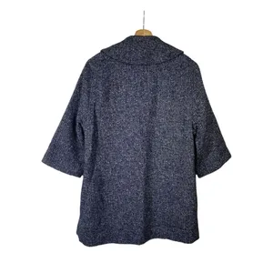 CAbi Women Blair Pea Coat Sz‎ XS Dark Blue Tweed Wool Blend Jacket Herringbone thumbnail 2
