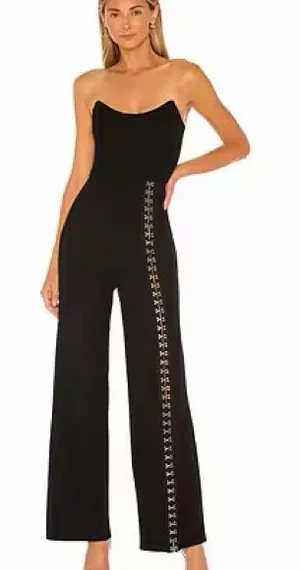 SUPERDOWN Zarah Hook Front Jumpsuit in Black thumbnail 1
