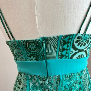 Y2K Love Tease Green Floral Geometric Print Front Bow Baby Doll Dress Size 5‎ thumbnail 5