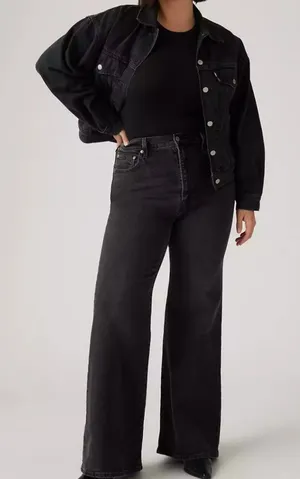 New Levi's 28x32 Premium Ribcage Bell Women's Jeans On The Town Black thumbnail 1