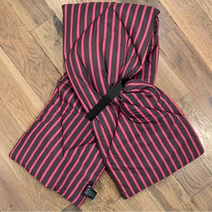 Anthropologie Maeve Striped Black Red Crossover Puffer Scarf OS NEW thumbnail 2
