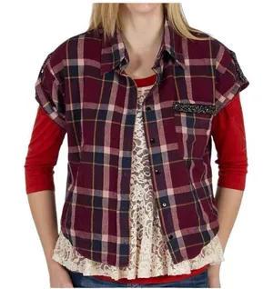 Womens Gimmicks by BKE Buckle Sequin Embellished Split Back Short Sleeve Top - L thumbnail 1