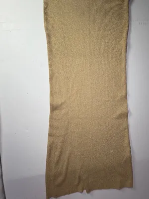 Zara Small Gold Metallic Ribbed Knit Midi Skirt with Slit thumbnail 7