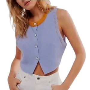 Free People Sammi Cashmere Sweater Vest Waistcoat V-neck Sz S Clueless Academia thumbnail 1
