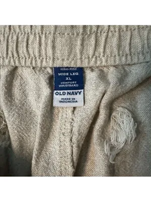 Old Navy High Rise Linen Blend Wide Leg Casual Comfort Waistband Pant Tan Sz XL thumbnail 3