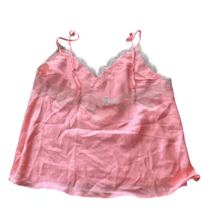 Victoria's Secret Pink Satin Lace Cami Top Slip V Neck Adjustable Straps Size M‎ thumbnail 2
