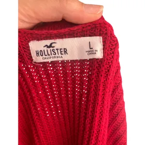 Hollister Red Ribbed Knit Crewneck Sweater Size Large thumbnail 6