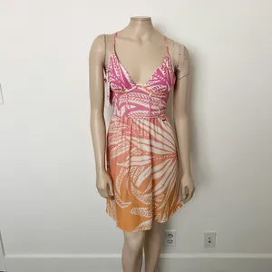 [Maaji] Pink Orange Ombre Tropical Foliage Corset Bust Mini Dress NWT Sz Large L thumbnail 2