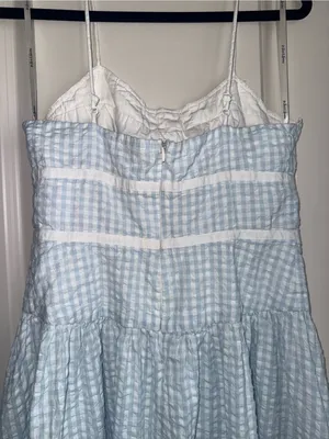 FOR LOVE and LEMONS georgia midi dress in blue gingham thumbnail 7