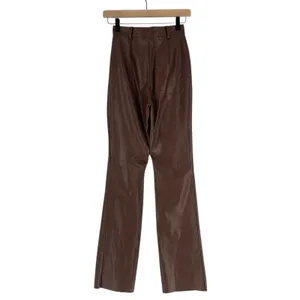 Meshki Tyra Straight Leg Pants Womens XS Faux Leather‎ Chocolate Brown High Rise thumbnail 2