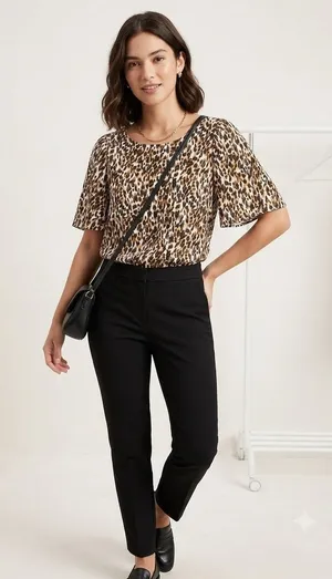 Banana Republic Leopard Print Tie Back Flutter Sleeve Blouse XS New‎ With Tags thumbnail 1
