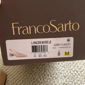 NEW Franco Sarto Racer Pumps Short Heels Sling backs Nude Size 8 NIB thumbnail 4