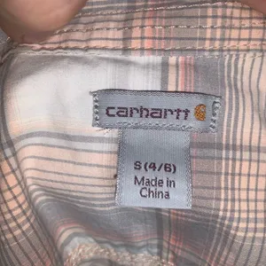 Carhartt pink plaid flannel western cowboycore S button down shirt thumbnail 3