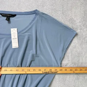White House Black Market Light Blue Smocked Waist Dress‎ Small Cap Sleeves Midi thumbnail 7