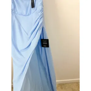 Lulus Glamorous Disposition Light Blue Ruched Maxi Dress Formal Long Medium NWT thumbnail 7