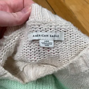 American Eagle Womens Colorblock Shaker Knit Sweater Pastel‎ Blue Green Large thumbnail 6