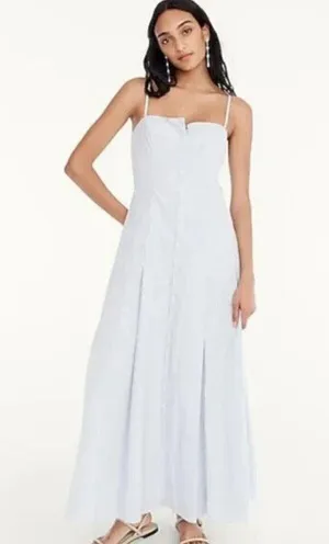 NWT J.Crew Button-down Cotton Poplin Maxi in White Royal Blue Stripe Dress 12 thumbnail 6