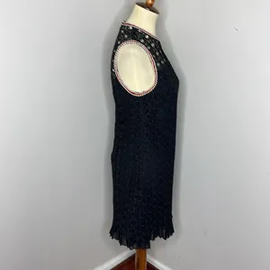 Sandro Lace Crochet Embroidered Franck‎ Mini Dress Sleeveless Ruffle Pleated Hem thumbnail 5
