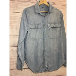 Kut from the Kloth Womens Denim Jean Button Up Shirt MEDIUM Blue thumbnail 3