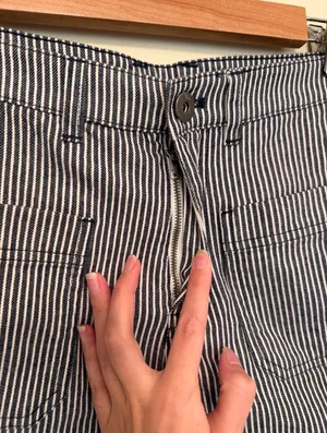 Vans black & white striped high waisted denim shorts thumbnail 4