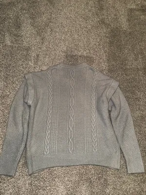 Elan Cable Knit Sweater Size XL Gray Crewneck Layered Look thumbnail 2