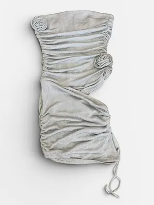 Outcast Labyrinth Strapless Silver Mini Dress in XL New thumbnail 6