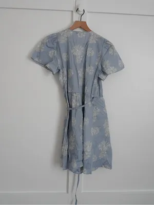 Madewell Blue Floral Wrap Mini Dress thumbnail 3
