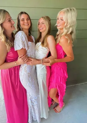 Pink Ruffle Maxi Dress Size XS thumbnail 2