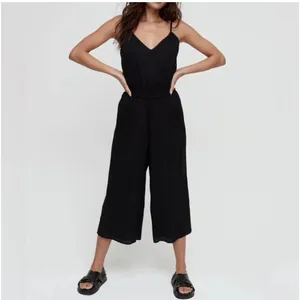 Wilfred Aritzia Irene Jumpsuit Size M Boho‎ Black Side Button Cinched Waist thumbnail 6