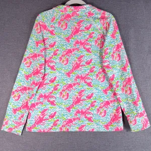 Lilly Pulitzer Skipper Popover Pink Lobster Pullover Quarter Top Med Resortwear thumbnail 4
