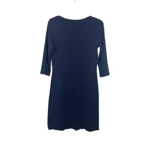Ralph Lauren Navy Blue 100% Cotton Henley Shirt Dress Roll Tab Sleeve S thumbnail 4