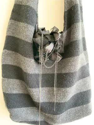 Alice + Olivia Y2K Knit Sweater Hobo Bag Striped Chains Avril Lavigne Punk thumbnail 3