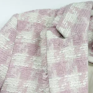 Steve Madden Womens Pink White Harlow Tweed Fringe Preppy Office Siren Blazer M thumbnail 3