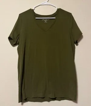 Eddie Bauer Forest Green V-Neck Tee thumbnail 1